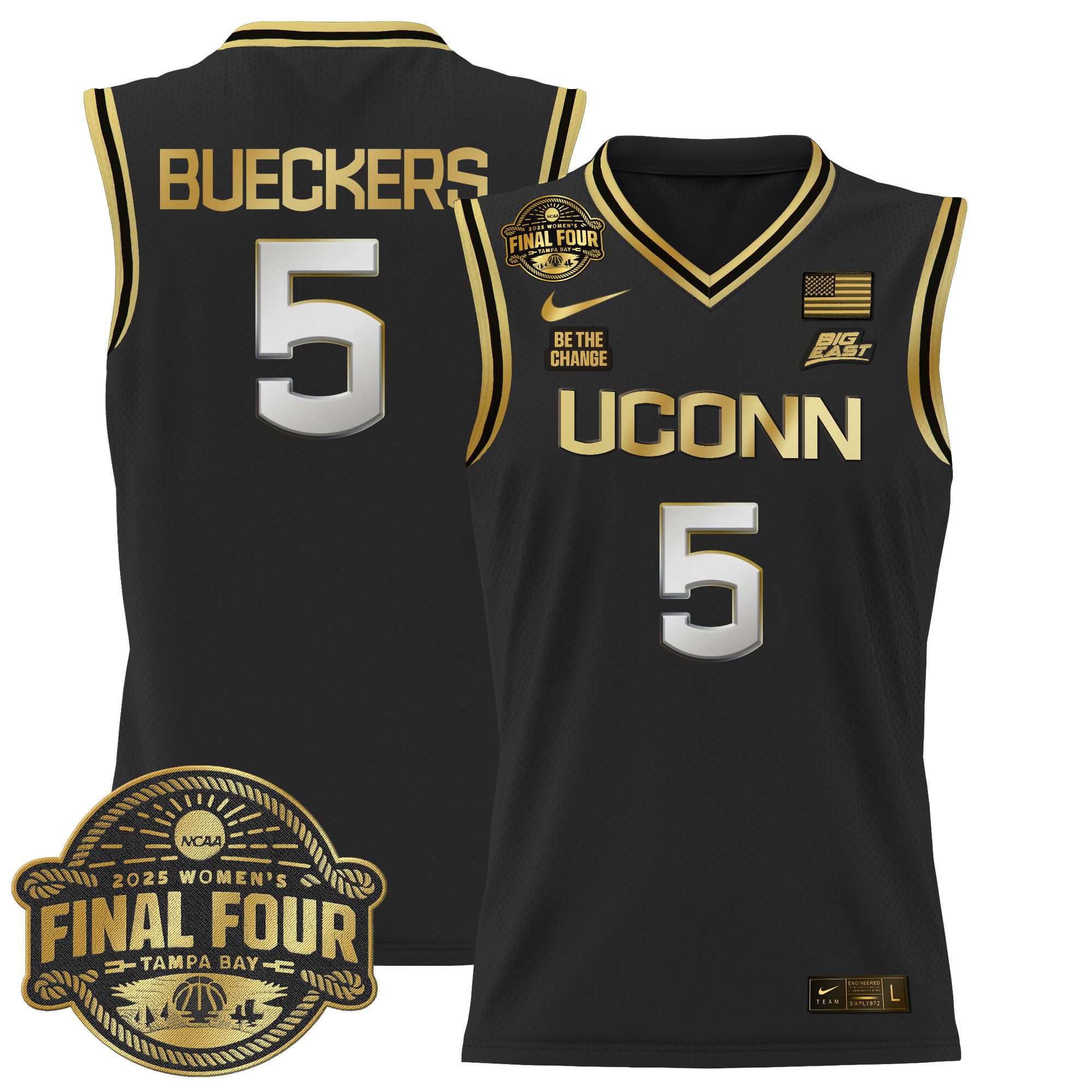 Men UConn Huskies 5 Bueckers Black Nike 2025 Big Eat Final Four Patch Lightweight Basketball NCAA Jersey